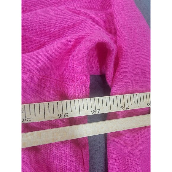 GAP Shirt Womens 2XL Pink Very Berry Linen Button Down Top Long Sleeve Plus NEW - Picture 9 of 11
